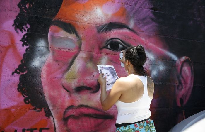 Grafite em homenagem  Mariele  refeito pela grafiteira Panmela Castro - Tomaz Silva/Agncia Brasil