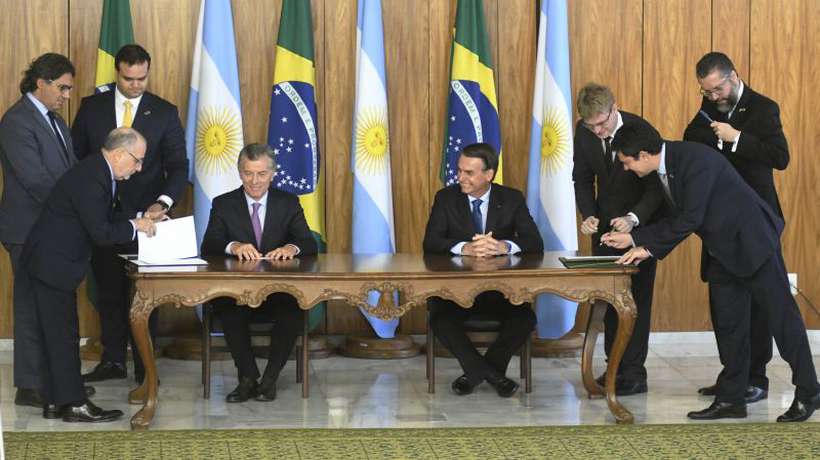 O presidente, Jair Bolsonaro o presidente da Argentina, Mauricio Macri, no Palcio do Planalto. Foto: Ed Alves/CB/D.A Press