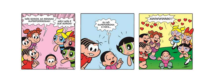 Confira o crossver completo de 'Turma da Mnica' com as 'Meninas superpoderosas'. Foto: Divulgao/Cartoon Network
