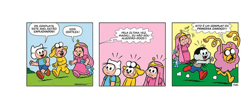 Neste crossover, a 'Turma da Mnica' interage com o pessoal da 'Turma da aventura'. Foto: Divulgao/Cartoon Network