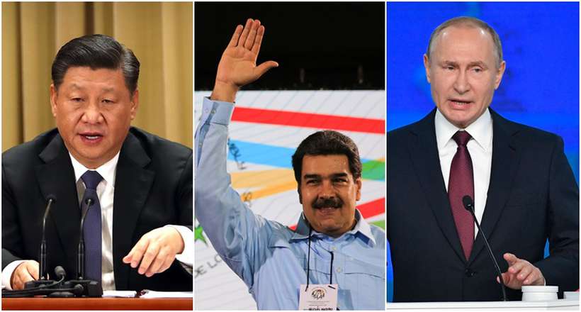 Quase 50 pases reconheceram Juan Guaid como presidente interino da Venezuela. Nicols Maduro tem o apoio da Rssia e da China. Fotos: Arquivos / AFP