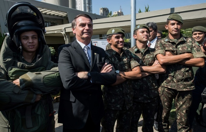 Bolsonaro em cerimnia militar realizada em 3 de maio de 2018 em So Paulo. Foto: AFP
