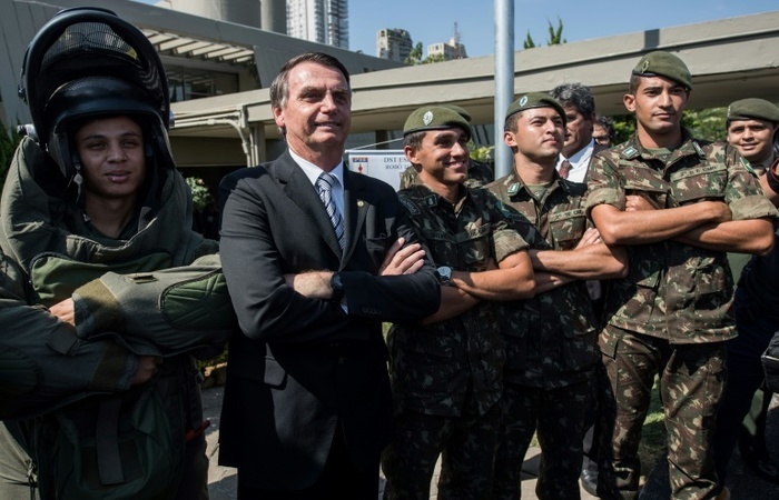 Bolsonaro em cerimônia militar realizada em 3 de maio de 2018 em São Paulo. Foto: AFP Bolsonaro em cerimônia militar realizada em 3 de maio de 2018 em São Paulo. Foto: AFP