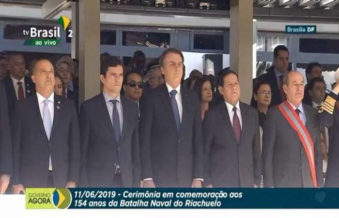 Trata-se do primeiro encontro entre os dois após o vazamento de conteúdo de supostas mensagens trocadas pelo então juiz federal e integrantes do Ministério Público Federal. Foto: Reprodução/TV Brasil Trata-se do primeiro encontro entre os dois após o vazamento de conteúdo de supostas mensagens trocadas pelo então juiz federal e integrantes do Ministério Público Federal. Foto: Reprodução/TV Brasil