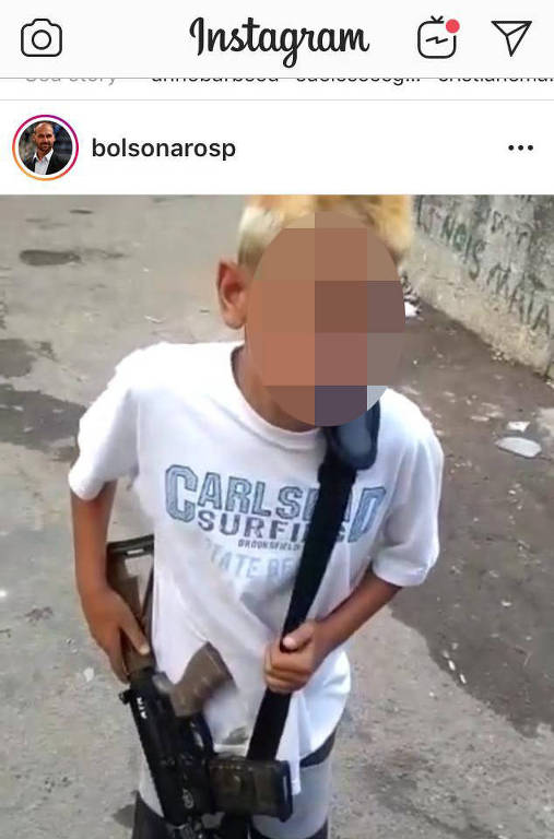 Foto de menino publicada pelo deputado Eduardo Bolsonaro (PSL-SP) fere as determinaes do Estatuto da Criana e do Adolescente. Foto: Reroduo/Instagram