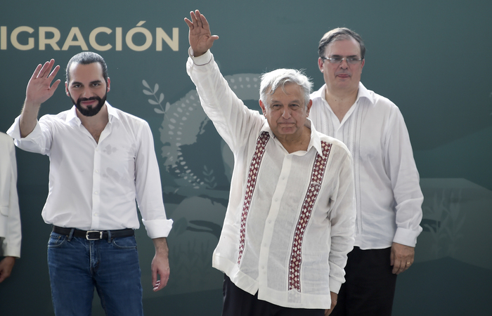 Os presidentes salvadorenho e mexicano, respectivamente, Nayib Bukele e Andrs Manuel Lpez Obrador Foto: Alfredo Estrella/AFP (Foto: Alfredo Estrella/AFP)