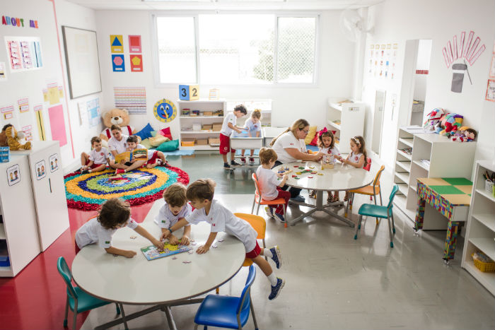 Sala de aula da Maple Bear: escola bilngue com metodologia canadense espera crescer no estado. Foto: Divulgao.