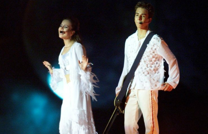Sandy e Junior no Rock in Rio de 2001. Foto: Reprodução da Internet