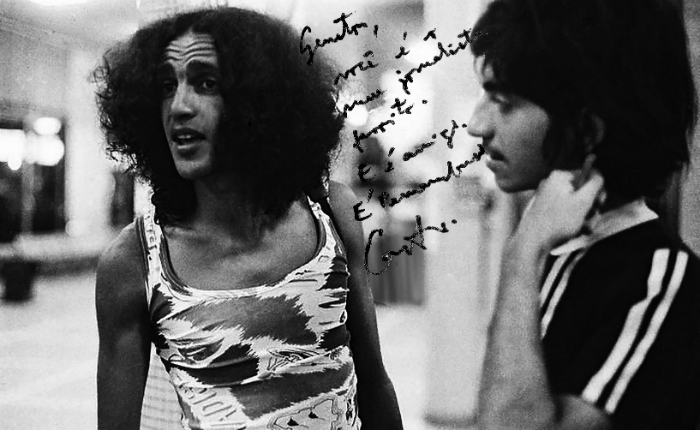 Geneton com Caetano Veloso, no Recife, em 1972. Foto: Cortesia da Cepe