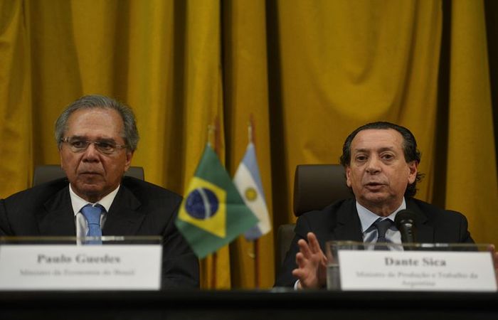 O ministro da Economia do Brasil, Paulo Guedes, e o ministro de Produo e Trabalho da Argentina, Dante Sica. Foto: Tnia Rgo/Agncia Brasil
 (Foto: Tnia Rgo/Agncia Brasil)