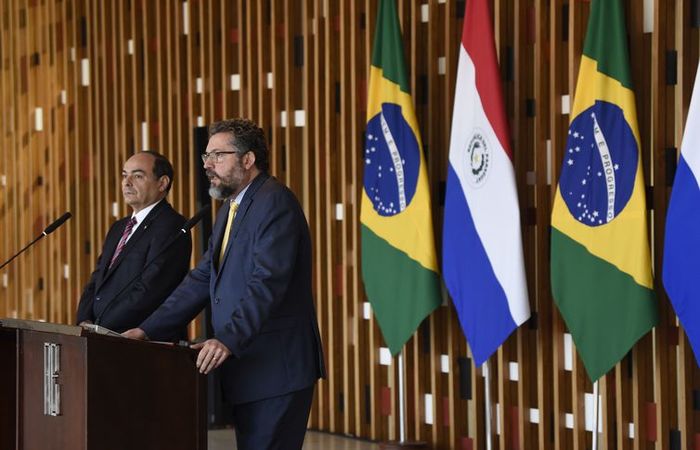 Os chanceleres do Paraguai, Antonio Rivas Palacios, e do Brasil, Ernesto Araújo, durante encontro no Itamaraty. Foto: Dammer Martins/MRE (Foto: Dammer Martins/MRE) Os chanceleres do Paraguai, Antonio Rivas Palacios, e do Brasil, Ernesto Araújo, durante encontro no Itamaraty. Foto: Dammer Martins/MRE (Foto: Dammer Martins/MRE)