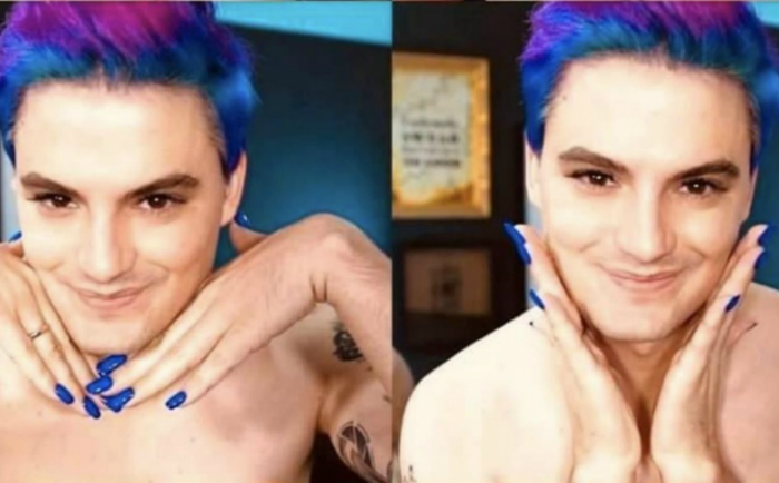 Youtuber aparece de unhas pintadas em montagem que viralizou no Facebook. Foto: Twitter/Reproduo