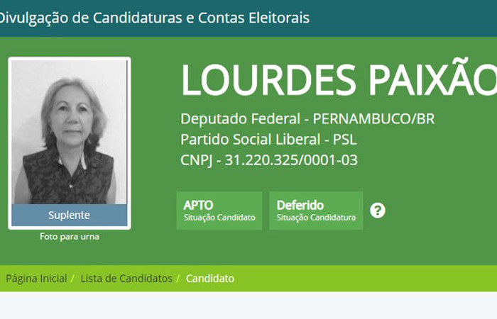 Candidata Lourdes PaixÃ£o, em Pernambuco, Ã© suspeita de cometer fraude eleitoral. Foto: ReproduÃ§Ã£o/JustiÃ§a Eleitoral
