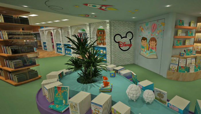 O espao Disney, uma das principais apostas, vai comportar produtos oficiais da empresa norte-americana. Foto: Ponto 5 Arquitetura/Divulgao.