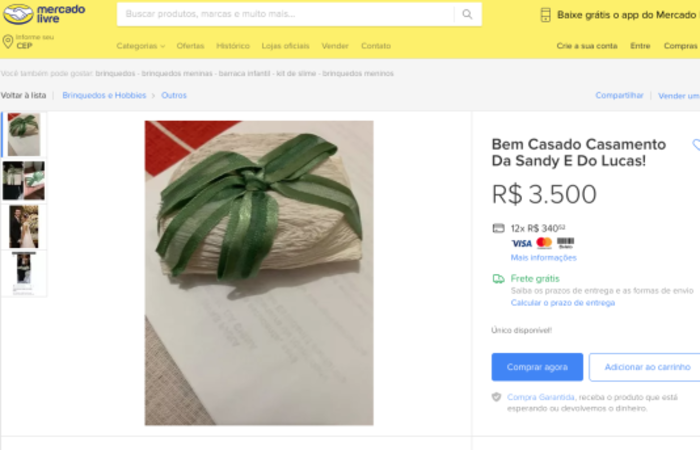 "Curiosos e especulações não são bem vindos! Se acha absurdo, guarda pra você! Alguém vai amar ter essa lembrança!", afirma o vendedor no site Mercado Livre. (Foto: Reprodução) "Curiosos e especulações não são bem vindos! Se acha absurdo, guarda pra você! Alguém vai amar ter essa lembrança!", afirma o vendedor no site Mercado Livre. (Foto: Reprodução)