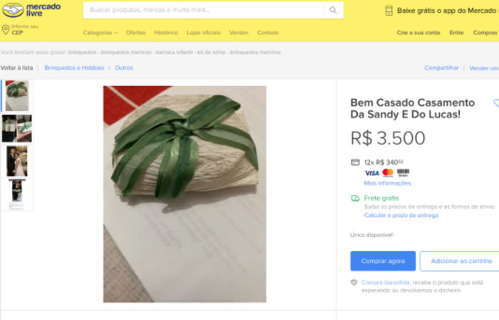 "Curiosos e especulaes no so bem vindos! Se acha absurdo, guarda pra voc! Algum vai amar ter essa lembrana!", afirma o vendedor no site Mercado Livre. (Foto: Reproduo)