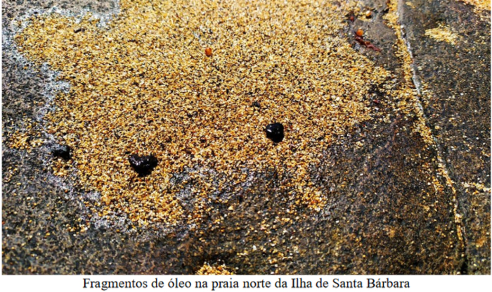 Resduos do leo que atingiu a costa nordestina chegam  regio de Abrolhos. (Foto: Divulgao/Marinha do Brasil.
)