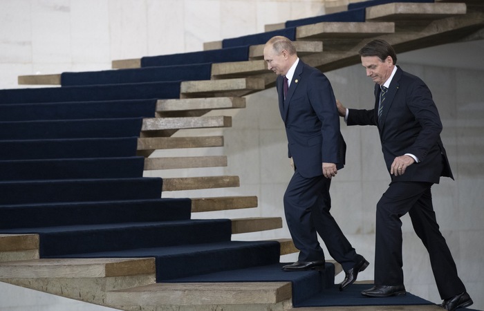 O presidente Putin est no Brasil desde a quarta-feira para a 11 Cpula do Brics. (Foto: Pavel Golovkin/POOL/AFP)