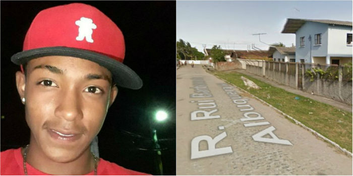 Juan Malave, de 15 anos, morreu aps ser atingido por disparos efetuados por Antnio na Rua Rui Barbosa Albuquerque. (Fotos: Facebook/Reproduo e Google Street View/Reproduo.)