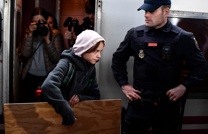 Greta Thunberg na Espanha. (Foto: Oscar Del Pozo/AFP)