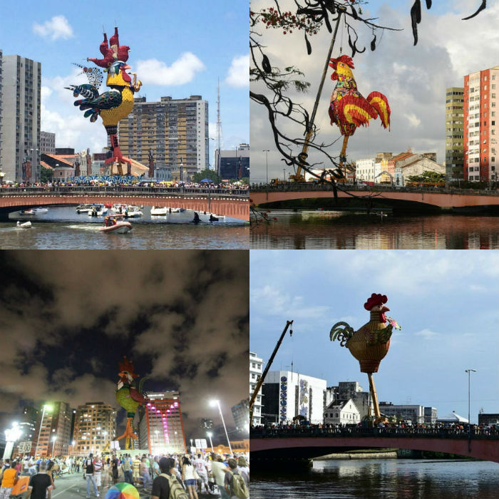 Esculturas do Galo da Madrugada de 2015 a 2018. (Fotos: Arquivo DP) Esculturas do Galo da Madrugada de 2015 a 2018. (Fotos: Arquivo DP)