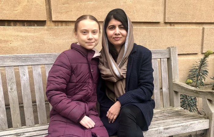 Greta e Malala so conhecidas mundialmente pela atuao ativista na rea ambiental e educacional respectivamente (Foto: Reproduo/Redes sociais)