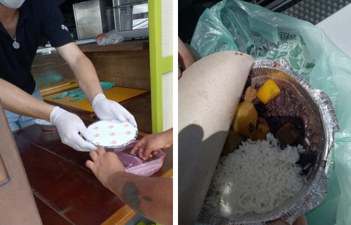 Cerca de 150 pessoas so beneficiadas por dia com a entrega das marmitas (Foto: Reproduo/Twitter)