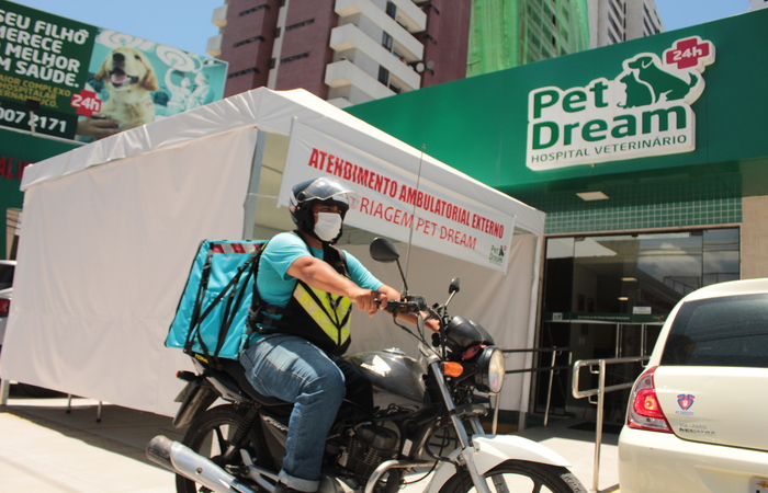 Pet Dream instalou um centro de triagem na rea externa.  (Foto: Andrey Arruda/Divulgao)