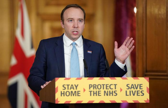 Matt Hancock, secretário de saúde do Reino Unido. (Foto: Pippa Fowles/AFP)