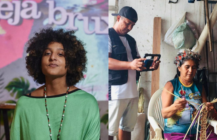 Na foto, dois representantes de Pernambuco: biarritzzz e o Coletivo Fulni- de Cinema (Fotos: Jack Nichalls/Divulgao e Reproduo/Instagram @coletivofulniocinema)