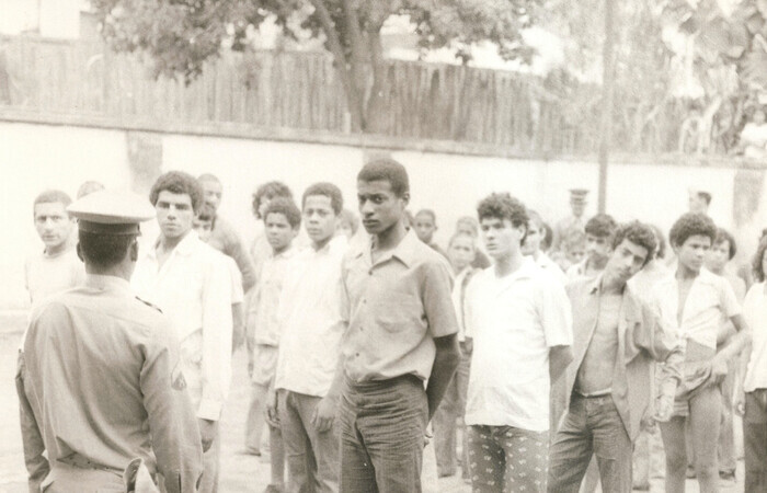 Ptio da cadeia de Camanducaia, outubro de 1974 (Foto: Acervo pessoal/Solange Fernandes)