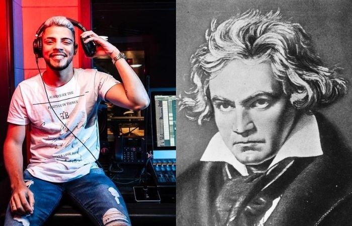 JS Mão de Ouro e Ludwig van Beethoven (Foto: Instagram/Reprodução e Internet/Reprodução) JS Mão de Ouro e Ludwig van Beethoven (Foto: Instagram/Reprodução e Internet/Reprodução)