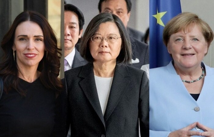 A primeira-ministra da Nova Zelândia, Jacinda Ardern; a presidente de Taiwan, Tsai Ing-Wen e a primeira-ministra alemã, Angela Merkel. (FOTO: AFP) A primeira-ministra da Nova Zelândia, Jacinda Ardern; a presidente de Taiwan, Tsai Ing-Wen e a primeira-ministra alemã, Angela Merkel. (FOTO: AFP)