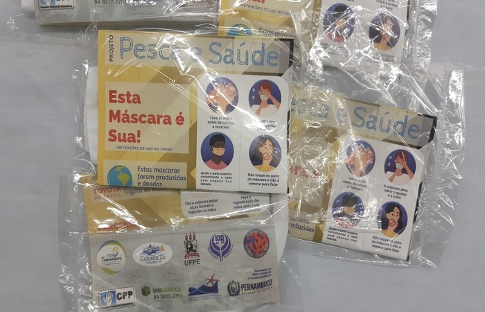 Mscaras confeccionadas pela comunidade pesqueira.  (Foto: Fundao Toyota)