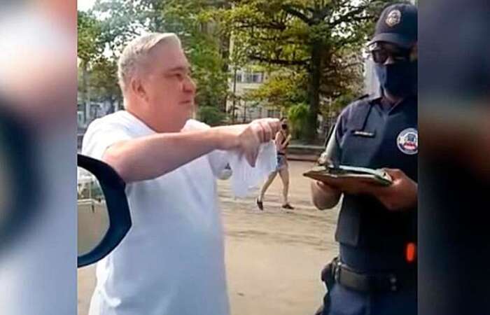 Desembargador Eduardo Siqueira tenta humilhar guarda municipal ao ser multado em Santos (Foto: Reproduo/Redes Sociais)