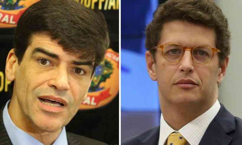 (Superintendente da PF do Amazonas, Alexandre Saraiva, e o ministro do Meio Ambiente, Ricardo Salles. Foto: Agência Brasil/Reprodução) (Superintendente da PF do Amazonas, Alexandre Saraiva, e o ministro do Meio Ambiente, Ricardo Salles. Foto: Agência Brasil/Reprodução)