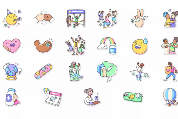 (Os adesivos foram desenhados pela OMS e tem o objetivo de compartilhar informação de forma mais leve. Foto: Divulgação) (Os adesivos foram desenhados pela OMS e tem o objetivo de compartilhar informação de forma mais leve. Foto: Divulgação)