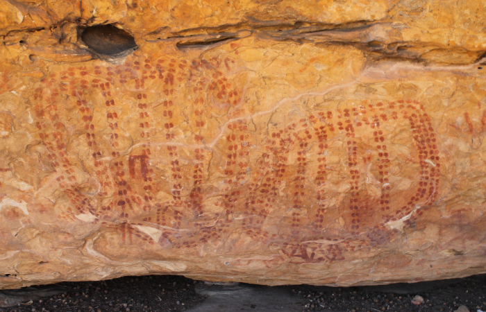 Pintura rupestre da Tradição Nordeste encontrada em uma gruta do Catimbau (Foto: Neison Freire/Divulgação) Pintura rupestre da Tradição Nordeste encontrada em uma gruta do Catimbau (Foto: Neison Freire/Divulgação)