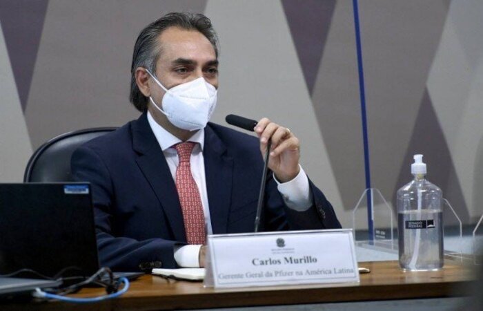 Em depoimento  CPI da Covid do senado, Carlos Murillo, representante do Laboratrio para a Amrica Latina, disse que a correspondncia reforava oferta de 100 milhes de doses de vacinas contra o novo coronavrus ao Brasil
 (crdito: Edilson Rodrigues/Agncia Senado
)