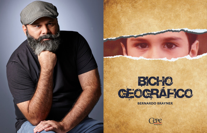 Bernardo Brayner e a capa de Bicho Geogrfico (Foto: Retratos Blackninja e Cepe/Divulgao)