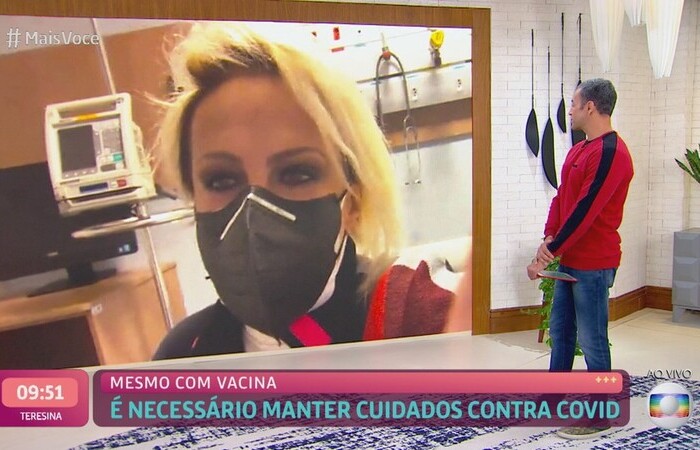 A apresentadora descobriu ao fazer a testagem semanal nos estúdios da Globo (Foto: Globo/Reprodução) A apresentadora descobriu ao fazer a testagem semanal nos estúdios da Globo (Foto: Globo/Reprodução)