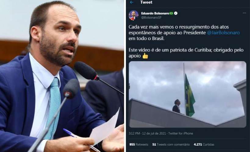 (Eduardo Bolsonaro compartilhou vídeo de 'patriota'. Foto: Cleia Viana/Câmara dos Deputados Redes Sociais/Reprodução) (Eduardo Bolsonaro compartilhou vídeo de 'patriota'. Foto: Cleia Viana/Câmara dos Deputados Redes Sociais/Reprodução)