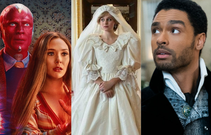 WandaVision, The Crown e Bridgerton estão entre as produções indicadas (Fotos: Divulgação) WandaVision, The Crown e Bridgerton estão entre as produções indicadas (Fotos: Divulgação)