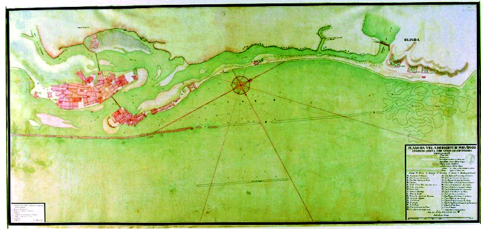 Mapa do Recife no sculo 18 (Foto: Cepe/Divulgao)