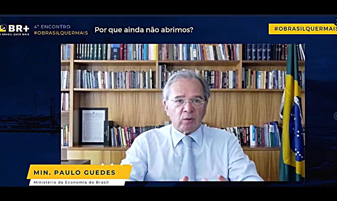(Guedes participou de evento da Câmara Internacional de Comércio. Foto: Reprodução/Twitter ICC Brasil) (Guedes participou de evento da Câmara Internacional de Comércio. Foto: Reprodução/Twitter ICC Brasil)