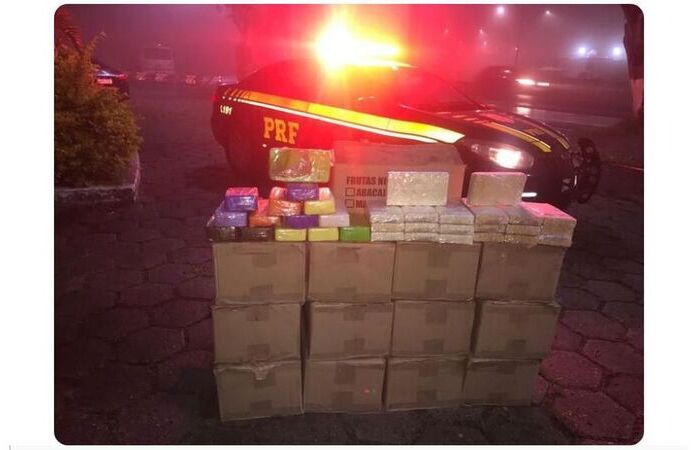 Devido ao alto grau de pureza, a apreensão da droga representa um prejuízo financeiro de R$ 72,9 milhões ao crime organizado (Foto: PRF/Divulgação) Devido ao alto grau de pureza, a apreensão da droga representa um prejuízo financeiro de R$ 72,9 milhões ao crime organizado (Foto: PRF/Divulgação)