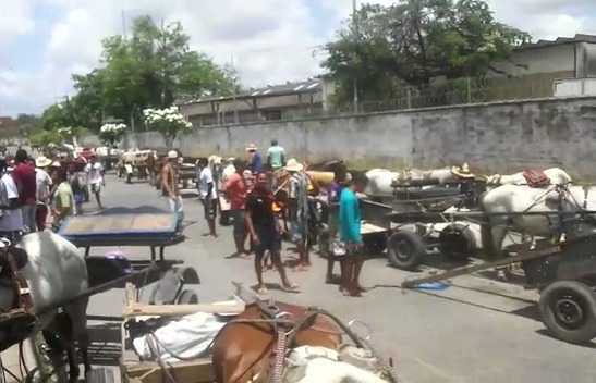 Carroceiros protestam contra lei que probe circulao de veculos com trao animal nas ruas do Recife. Secretaria estrutura plano para retirada gradual de carroas at 2023. (Divulgao)