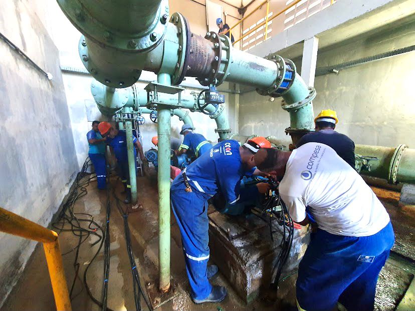 Compesa finaliza serviços de manutenção e reposição dos equipamentos furtados da Estação de Tratamento de Água que atende Tamandaré. (Compesa/Divulgação) Compesa finaliza serviços de manutenção e reposição dos equipamentos furtados da Estação de Tratamento de Água que atende Tamandaré. (Compesa/Divulgação)