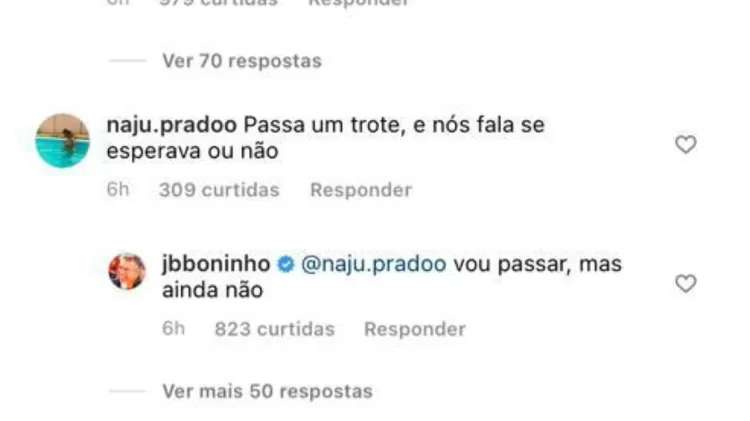  (Boninho respondendo a internautas nas redes sociais. Foto: Reprodução/Instagram)