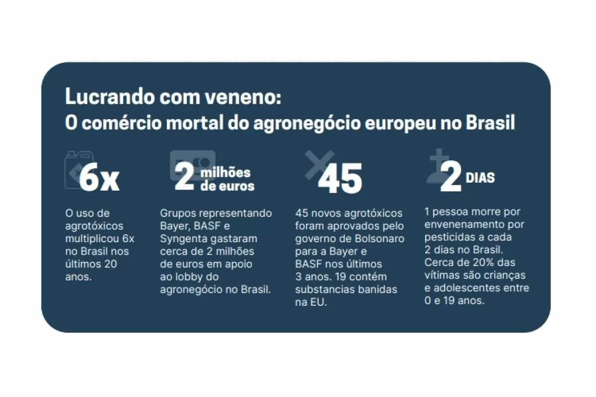 Dados sobre o agronegócio europeu no Brasil (Foto: Reprodução/Friends of the Earth)